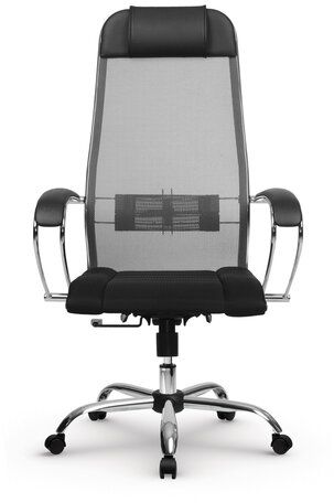 Кресло офисное МЕТТА "К-3" хром, ткань-сетка, сиденье и спинка регулируемые, черное