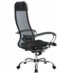 Кресло офисное МЕТТА "К-3" хром, ткань-сетка, сиденье и спинка регулируемые, черное