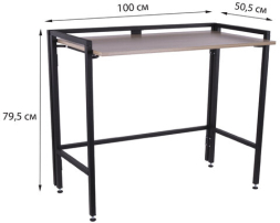Стол BRABIX "Smart CD-010", 1000х505х795 мм, ЛОФТ, складной, металл/ЛДСП дуб, каркас черный, 641876