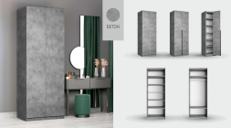 Шкаф Локер 2-х дверный (Гармошка) Бетон