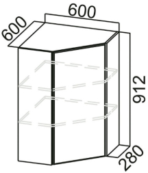 Шкаф навесной угловой Ш600у Вектор