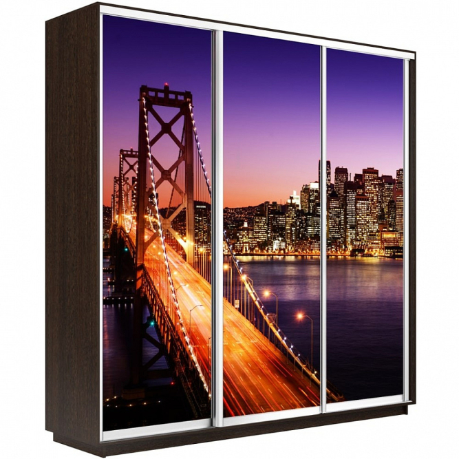 Шкаф-купе Экспресс 3-х дверный (Фото №1007 Ночной мост)