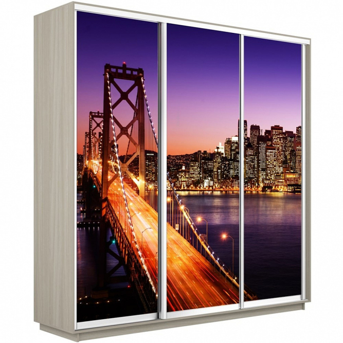 Шкаф-купе Экспресс 3-х дверный (Фото №1007 Ночной мост)