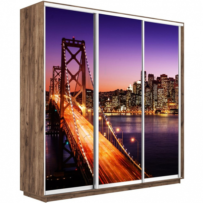 Шкаф-купе Экспресс 3-х дверный (Фото №1007 Ночной мост)