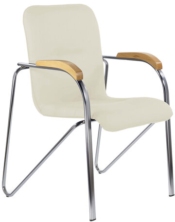 Кресло для приемных и переговорных BRABIX "Samba CF-103", хром, бук (D-1), к/з бежевый, собрано, 532757