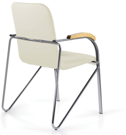 Кресло для приемных и переговорных BRABIX "Samba CF-103", хром, бук (D-1), к/з бежевый, собрано, 532757