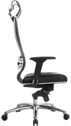 Кресло офисное МЕТТА "SAMURAI" SL-3.04, с подголовником, сверхпрочная ткань-сетка/рециклированная кожа, черное