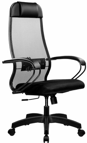 Кресло офисное МЕТТА "К-11", пластик, ткань-сетка, сиденье мягкое, черное