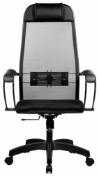 Кресло офисное МЕТТА "К-11", пластик, ткань-сетка, сиденье мягкое, черное