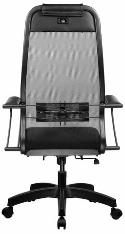 Кресло офисное МЕТТА "К-11", пластик, ткань-сетка, сиденье мягкое, черное