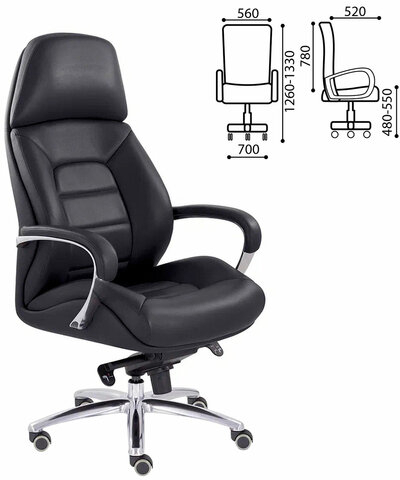 Кресло офисное "EPIK" A-181-G, мультиблок, натуральная кожа, черное