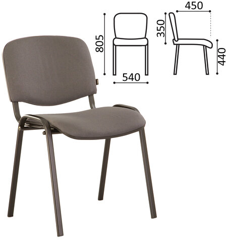Стул для персонала и посетителей BRABIX "Iso CF-005", черный каркас, ткань серая, 531972