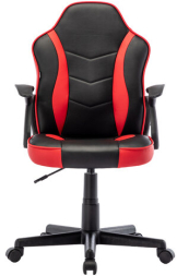 Кресло компьютерное BRABIX "Shark GM-203", экокожа, черное/красное, 532512