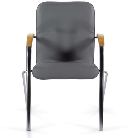 Кресло для приемных и переговорных BRABIX "Samba CF-103", хром, бук (D-1), к/з серый, собрано, 532758