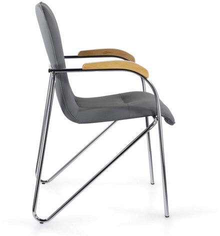 Кресло для приемных и переговорных BRABIX "Samba CF-103", хром, бук (D-1), к/з серый, собрано, 532758