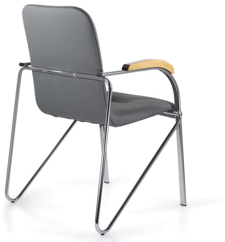 Кресло для приемных и переговорных BRABIX "Samba CF-103", хром, бук (D-1), к/з серый, собрано, 532758