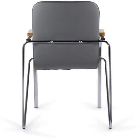 Кресло для приемных и переговорных BRABIX "Samba CF-103", хром, бук (D-1), к/з серый, собрано, 532758