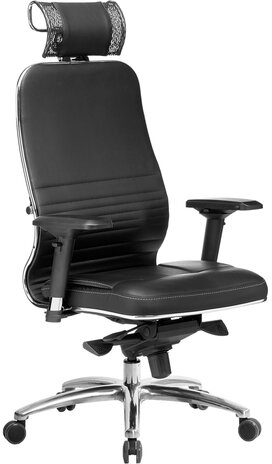 Кресло офисное МЕТТА "SAMURAI" KL-3.04, с подголовником, рецик. кожа, черное