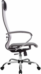 Кресло офисное МЕТТА "К-3" хром, ткань-сетка, сиденье и спинка регулируемые, светло-серое