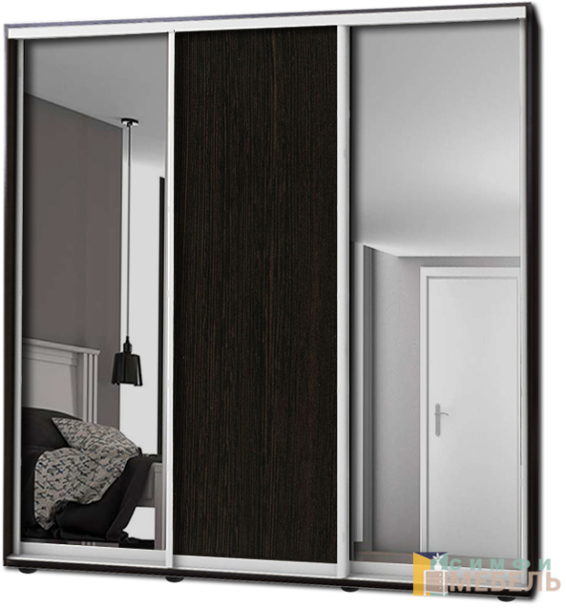 Шкаф купе 3х дв Комби 1 Венге магия|Зеркало-2