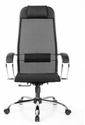 Кресло офисное МЕТТА "К-12", хром, ткань-сетка, сиденье и спинка регулируемые, черное