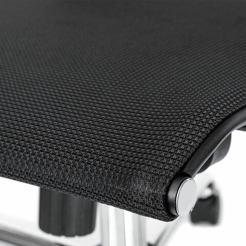 Кресло офисное МЕТТА "К-12", хром, ткань-сетка, сиденье и спинка регулируемые, черное