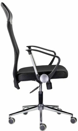 Кресло "Директ Лайт" МС-040, высокая спинка, с подлокотниками, хром, черное