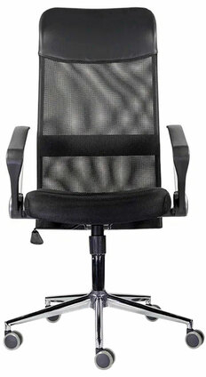 Кресло "Директ Лайт" МС-040, высокая спинка, с подлокотниками, хром, черное