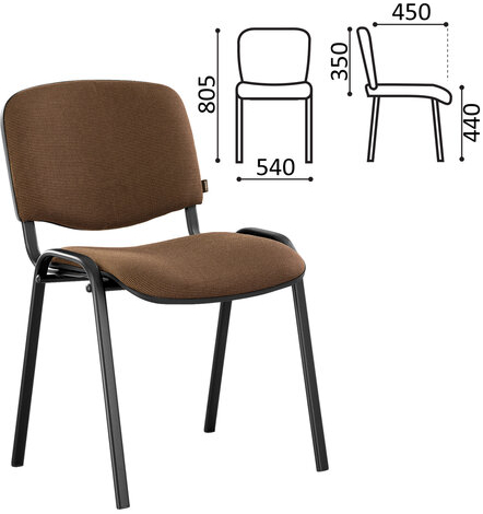 Стул для персонала и посетителей BRABIX "Iso CF-005", черный каркас, ткань коричневая, 531973