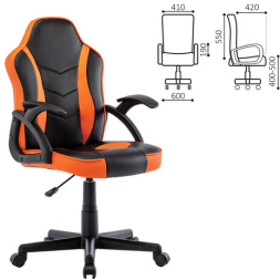 Кресло компьютерное BRABIX &quot;Shark GM-203&quot;, экокожа, черное/оранжевое, 532513