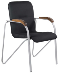 Кресло для приемных и переговорных BRABIX &quot;Samba CF-104&quot;, серый, орех (D-8), к/з черный, собрано, 532759