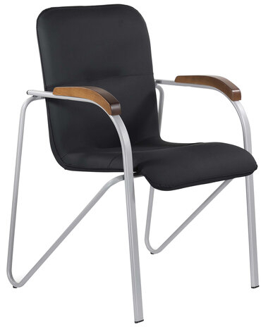 Кресло для приемных и переговорных BRABIX "Samba CF-104", серый, орех (D-8), к/з черный, собрано, 532759