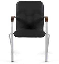 Кресло для приемных и переговорных BRABIX &quot;Samba CF-104&quot;, серый, орех (D-8), к/з черный, собрано, 532759