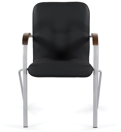 Кресло для приемных и переговорных BRABIX "Samba CF-104", серый, орех (D-8), к/з черный, собрано, 532759