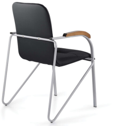 Кресло для приемных и переговорных BRABIX &quot;Samba CF-104&quot;, серый, орех (D-8), к/з черный, собрано, 532759