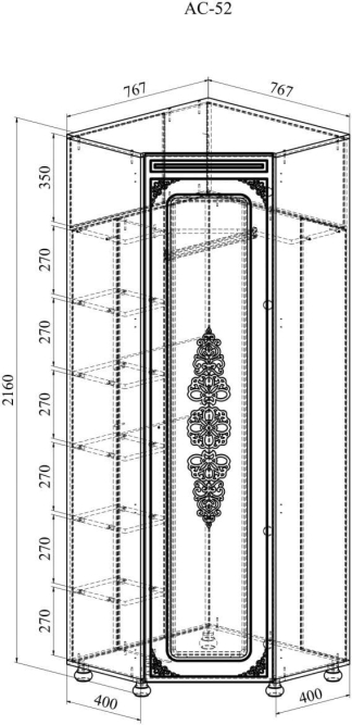 Шкаф угловой Ассоль АС-52K с зеркалом (левый) ваниль