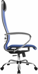 Кресло офисное МЕТТА "К-3" хром, ткань-сетка, сиденье и спинка регулируемые, синее