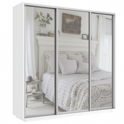 Шкаф-купе Экспресс 3-х дверный ( Зеркало) Белый снег