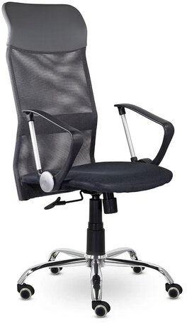 Кресло "Ультра", высокая спинка, с подлокотниками, хром, черное