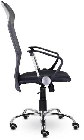 Кресло "Ультра", высокая спинка, с подлокотниками, хром, черное