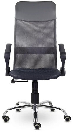 Кресло "Ультра", высокая спинка, с подлокотниками, хром, черное