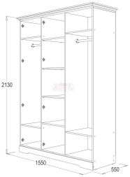 Шкаф 3-х дв. для одежды и белья Ольга 12