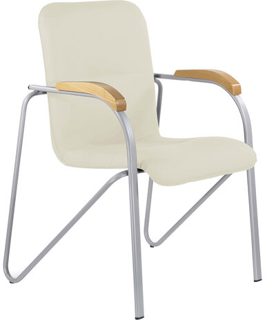 Кресло для приемных и переговорных BRABIX "Samba CF-104", серый, бук (D-1), к/з бежевый, собрано, 532760