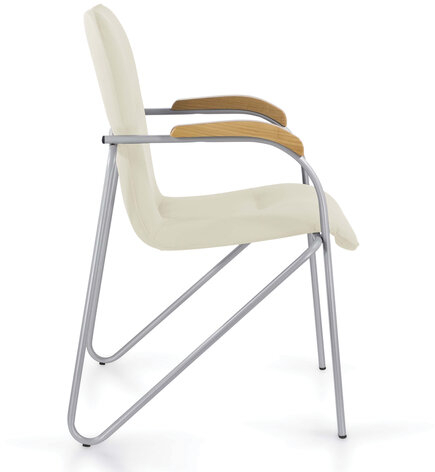 Кресло для приемных и переговорных BRABIX "Samba CF-104", серый, бук (D-1), к/з бежевый, собрано, 532760