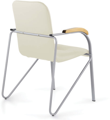 Кресло для приемных и переговорных BRABIX "Samba CF-104", серый, бук (D-1), к/з бежевый, собрано, 532760