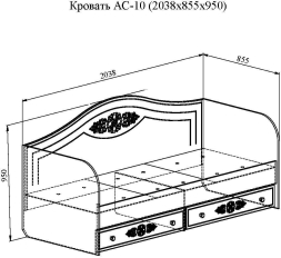 Кровать Ассоль АС-10 белое дерево