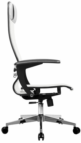 Кресло офисное МЕТТА "К-4-Т" хром, прочная сетка, сиденье и спинка регулируемые, белое