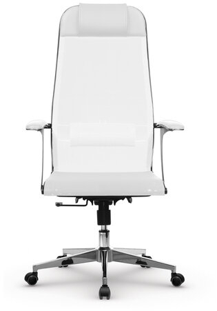 Кресло офисное МЕТТА "К-4-Т" хром, прочная сетка, сиденье и спинка регулируемые, белое