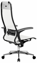 Кресло офисное МЕТТА "К-4-Т" хром, прочная сетка, сиденье и спинка регулируемые, белое