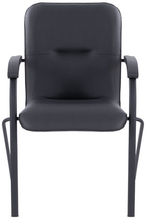 Кресло для приемных и переговорных BRABIX "Samba CF-107", черный каркас, кожзам черный, собранное, 533189